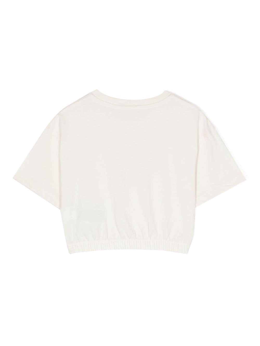Shop Calvin Klein Glitter Monogram Cropped T-shirt In Neutrals