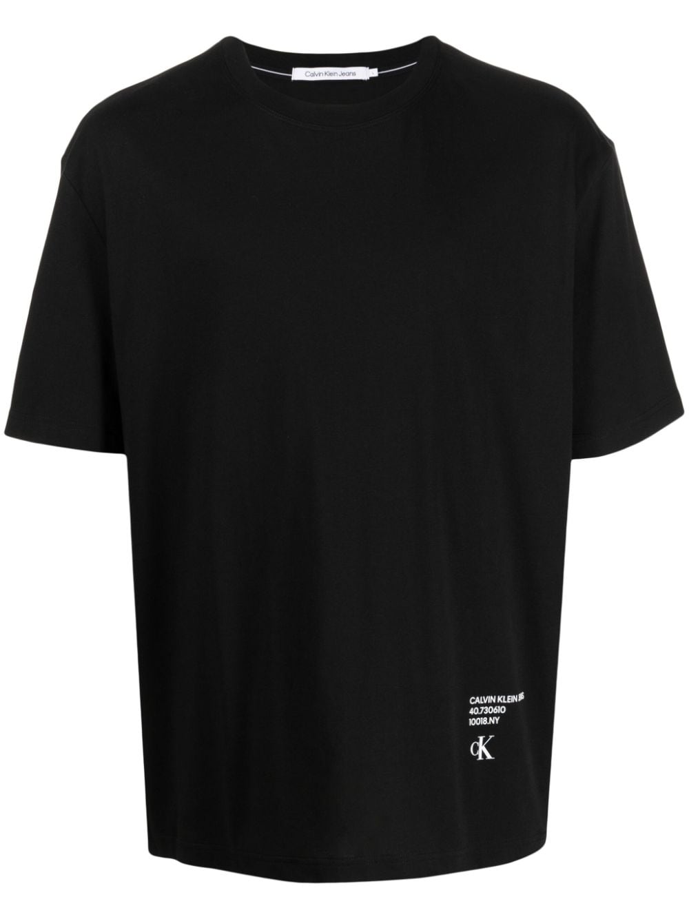 Calvin Klein Stacked Modern Metals Cotton T-shirt In Black
