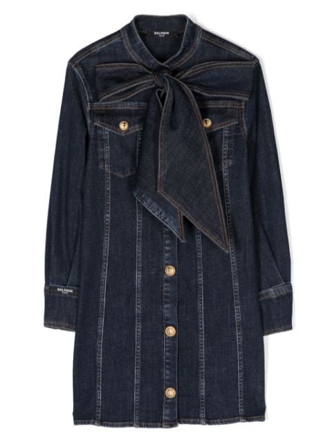 engraved-buttons denim dress