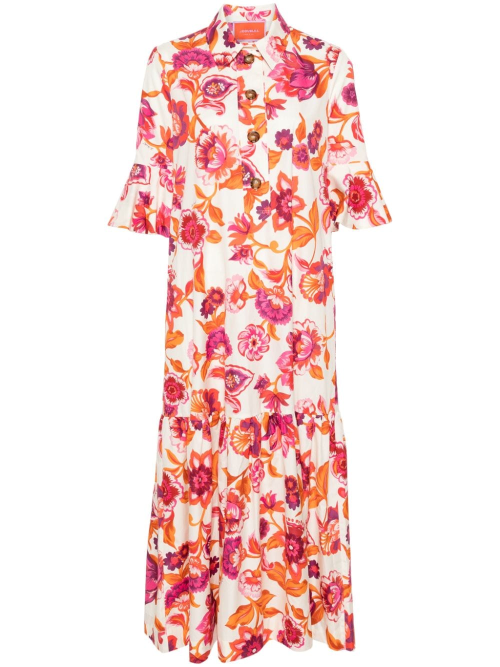 Shop La Doublej Artemis Floral-print Maxi Dress In Neutrals