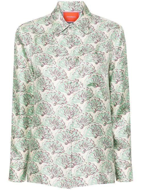 Chemise Boy en soie à fleurs - La DoubleJ - Modalova