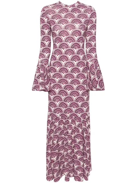 La DoubleJ Alba Fans-print maxi dress