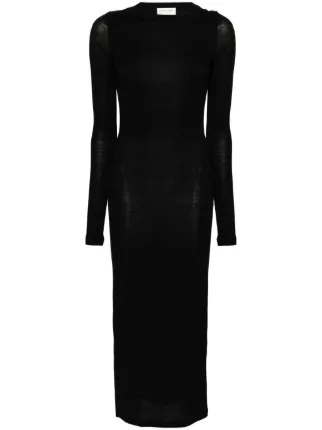 Saint Laurent open-back fine-knit Maxi Dress | Black | FARFETCH