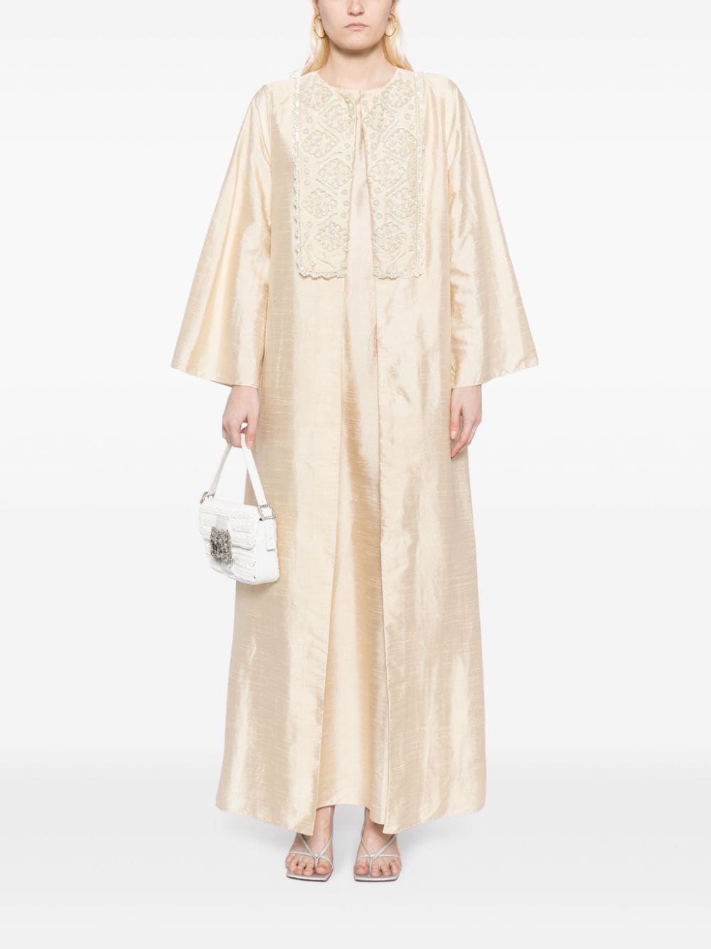 Image 2 of SHATHA ESSA layered embroidered silk maxi dress