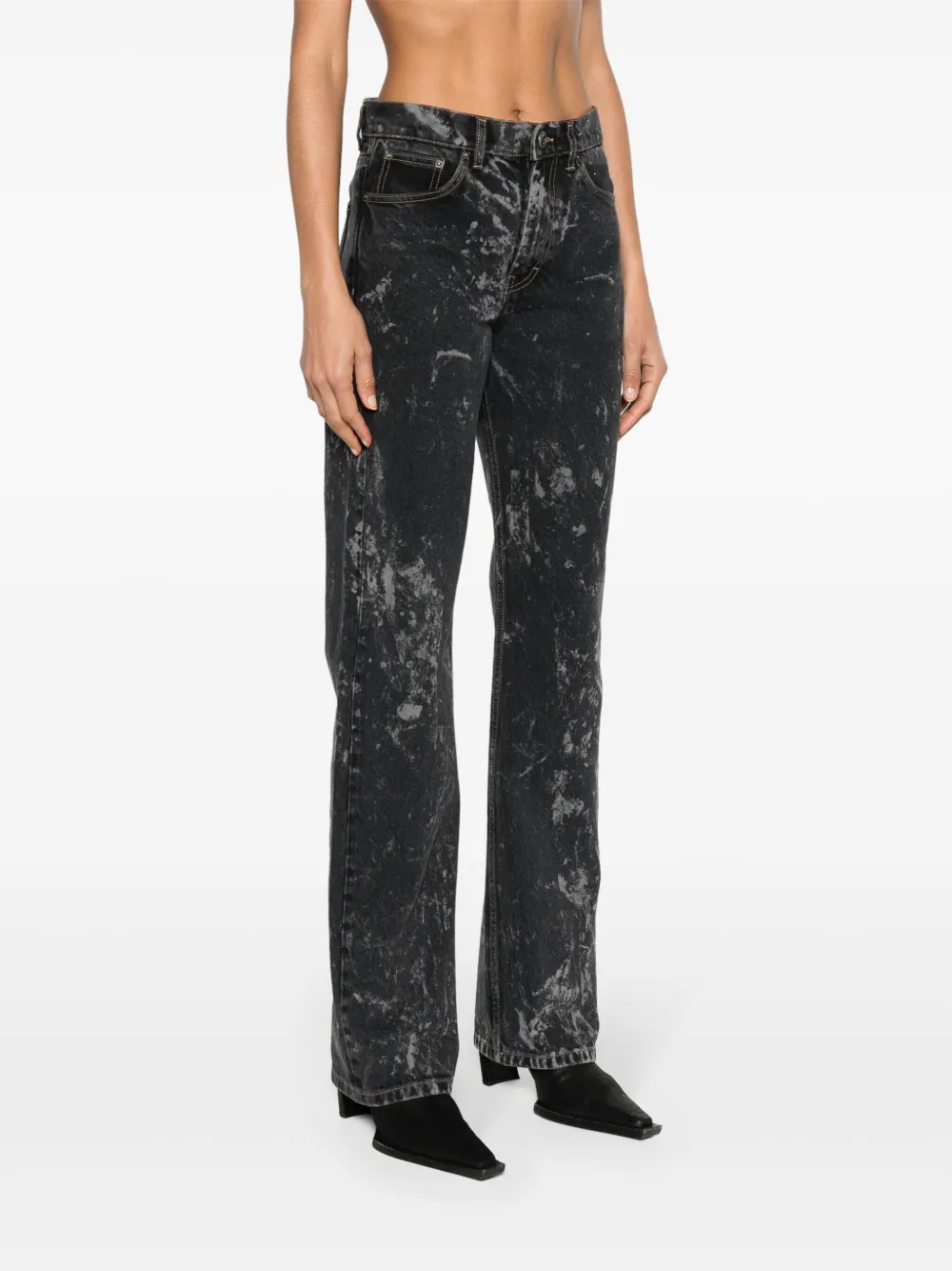 Shop Rotate Birger Christensen Acid-wash Straight-leg Jeans In Black