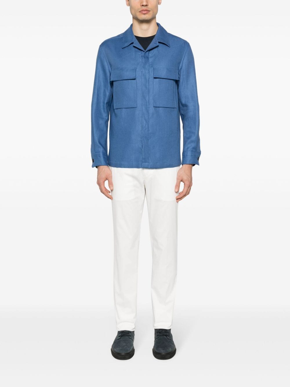 Zegna twill stretch-cotton trousers - Wit