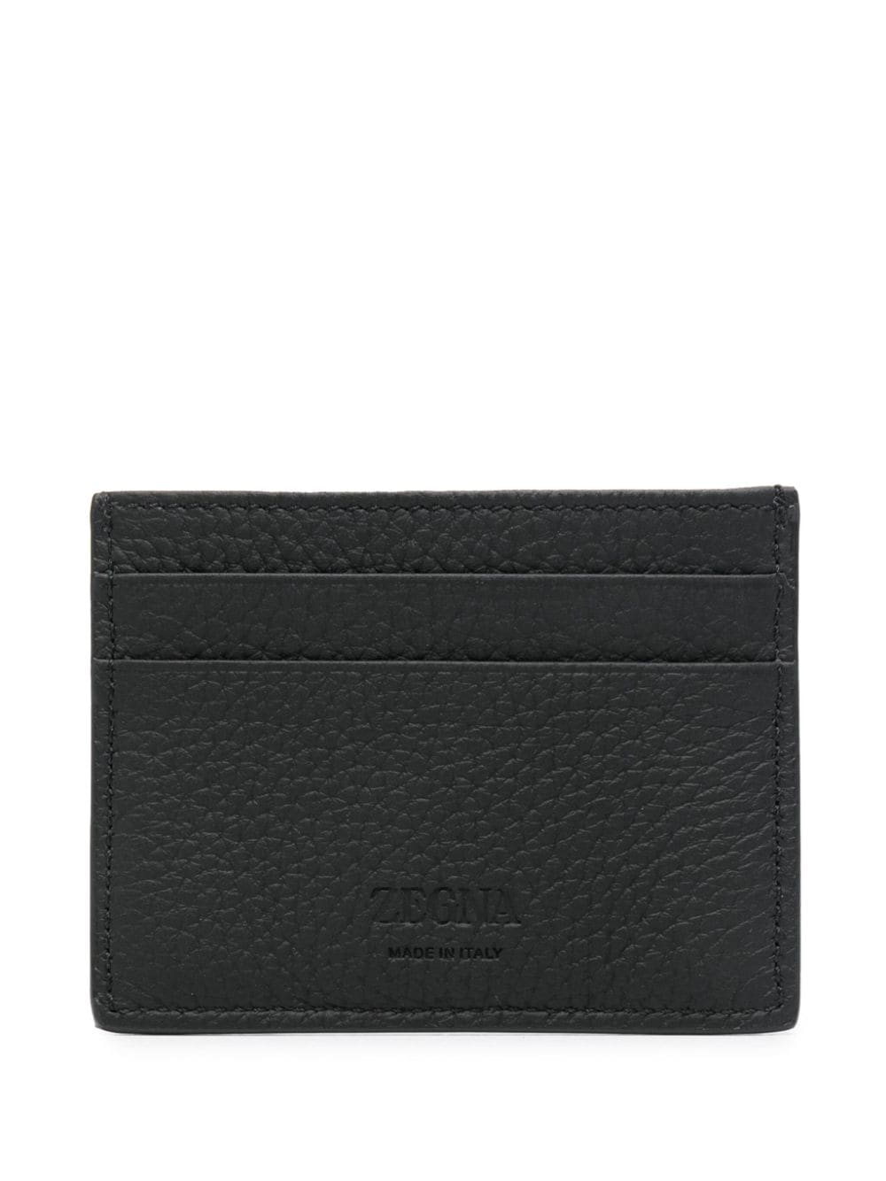 Shop Zegna Logo-patch Leather Cardholder In Black
