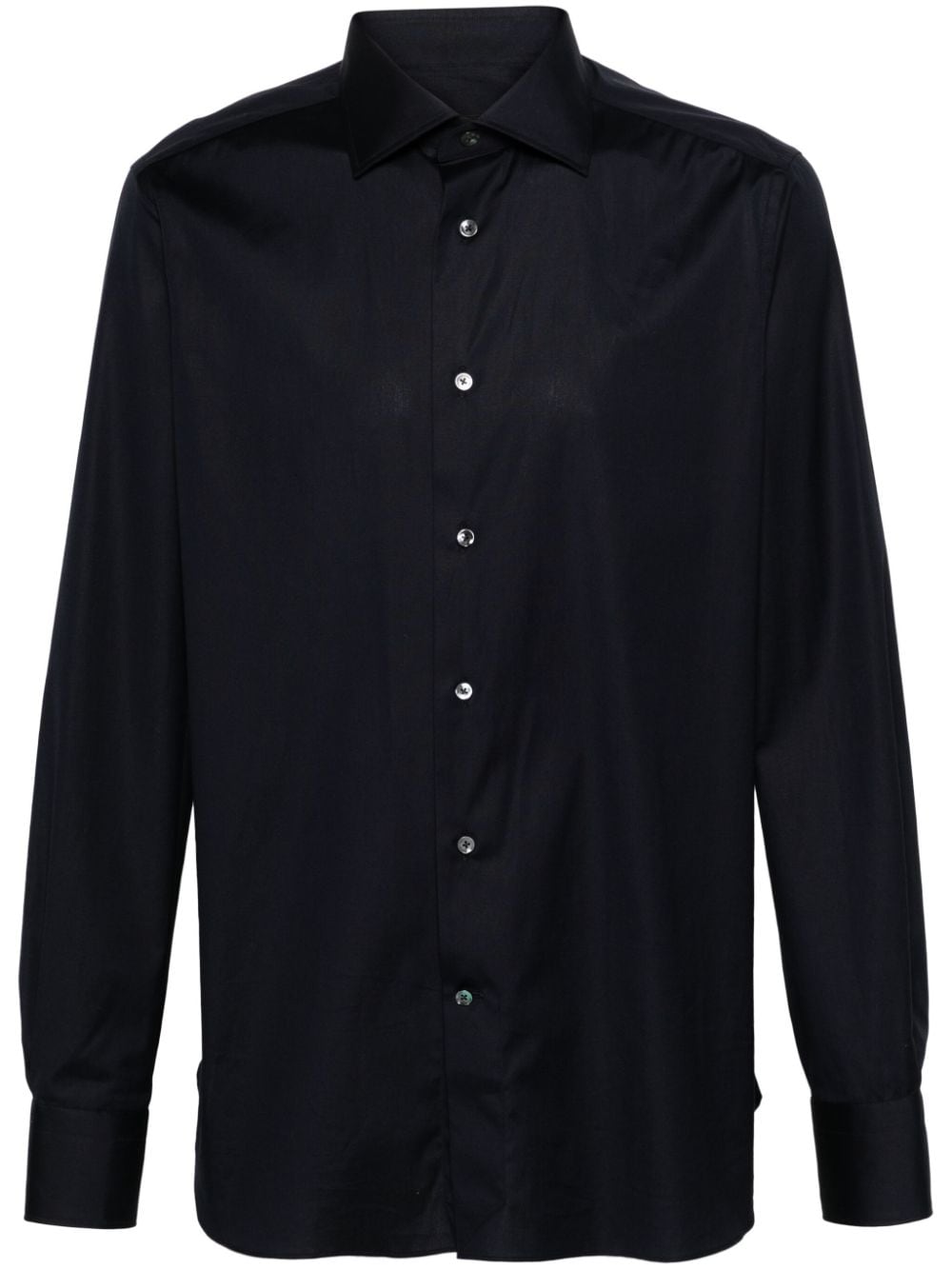 Zegna Poplin Stretch-cotton Shirt In Blue