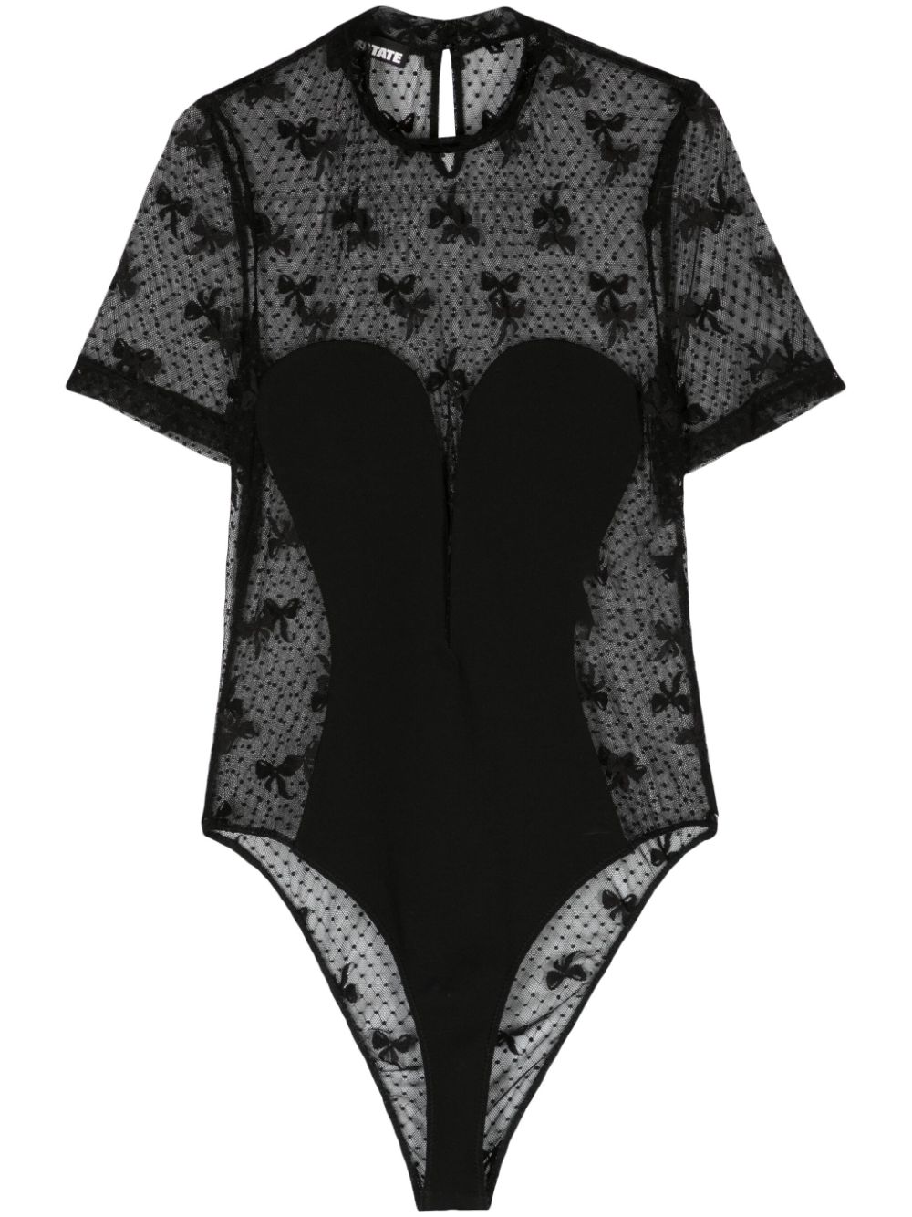 ROTATE bow-embroidered mesh body - Nero