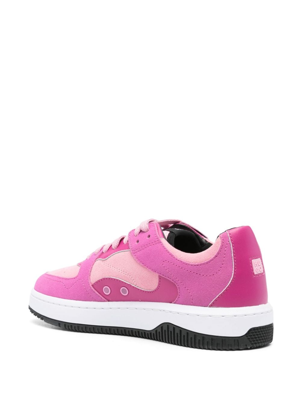 Shop Hugo Panelled Suede Sneakers In Pink