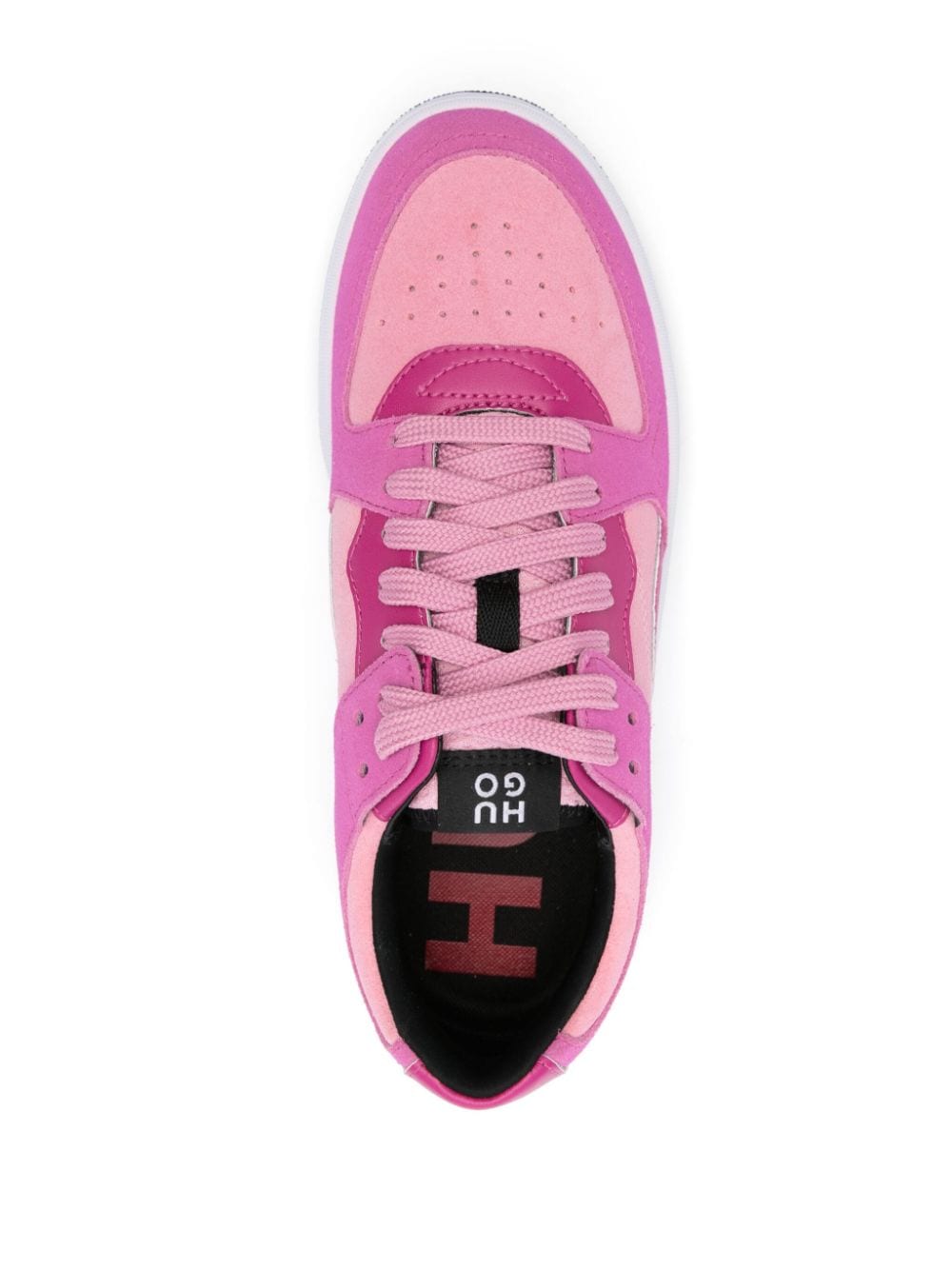 Shop Hugo Panelled Suede Sneakers In Pink