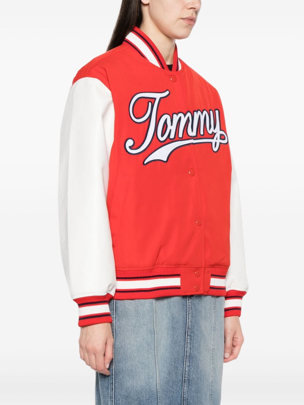 Shop Tommy Jeans Logo-patch Twill Jacket In Red