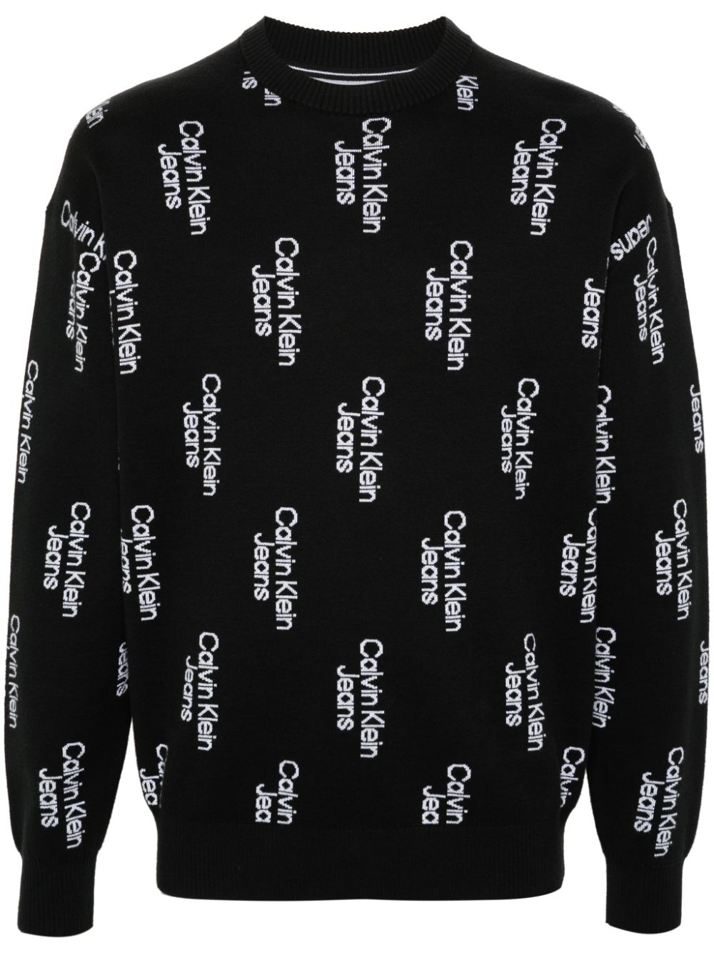 logo-jacquard cotton jumper