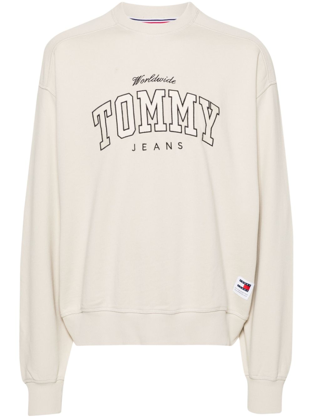 Tommy Jeans Logo-embroidered Cotton Sweatshirt In Nude