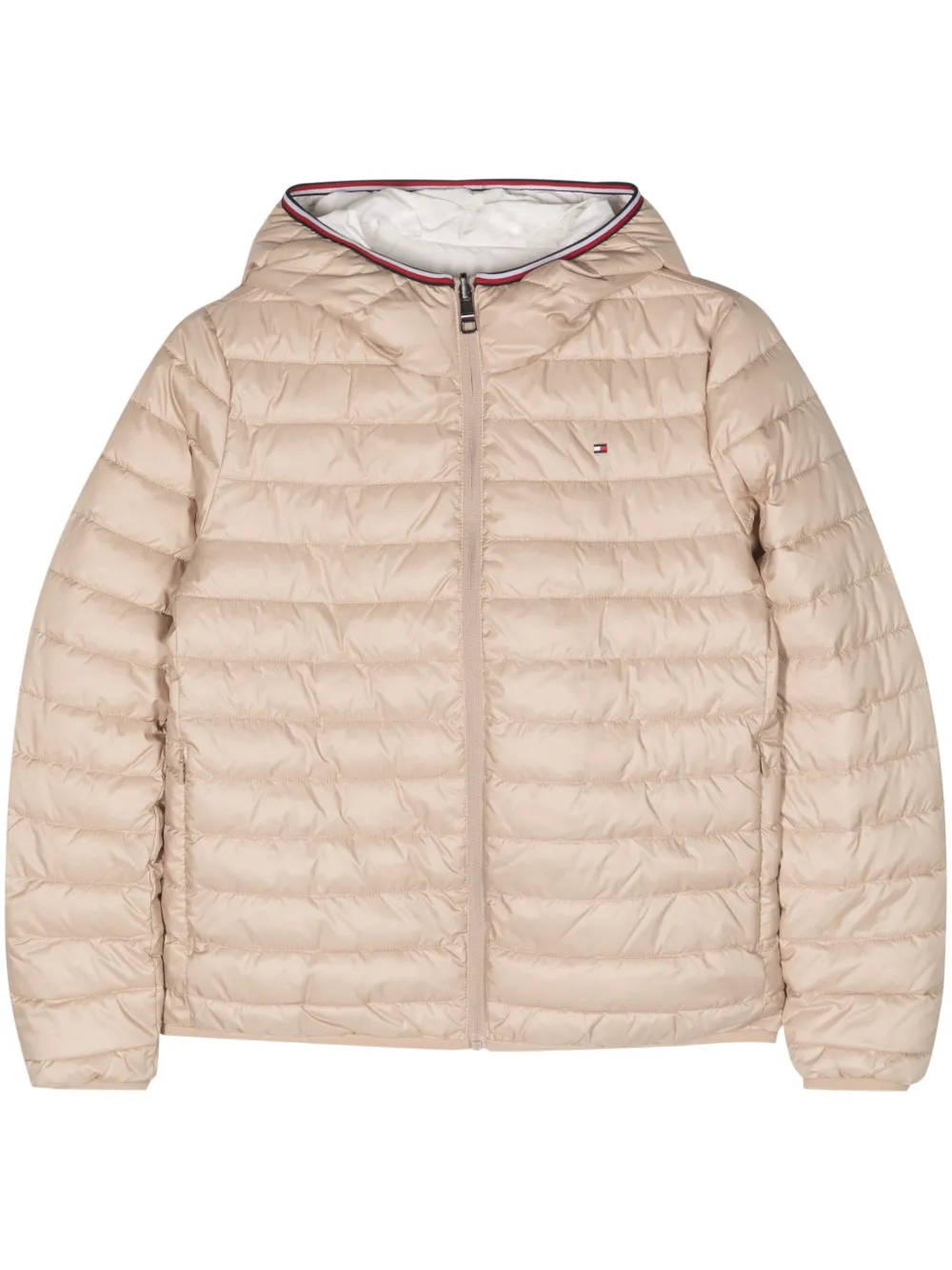 Tommy Hilfiger Hooded Down Jacket In Neutrals