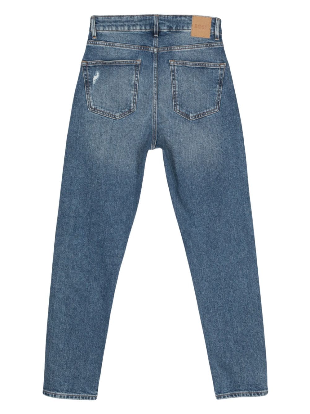 Shop Hugo Boss Distressed Tapered Jeans In Blue