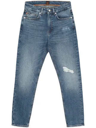 BOSS Distressed Tapered Jeans Blue FARFETCH BH