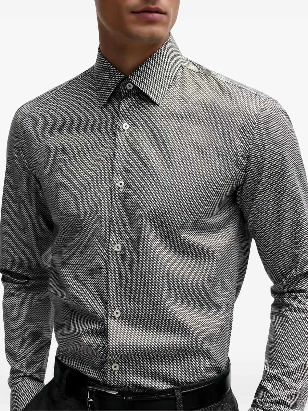 BOSS Overhemd met geometrisch patroon Zwart