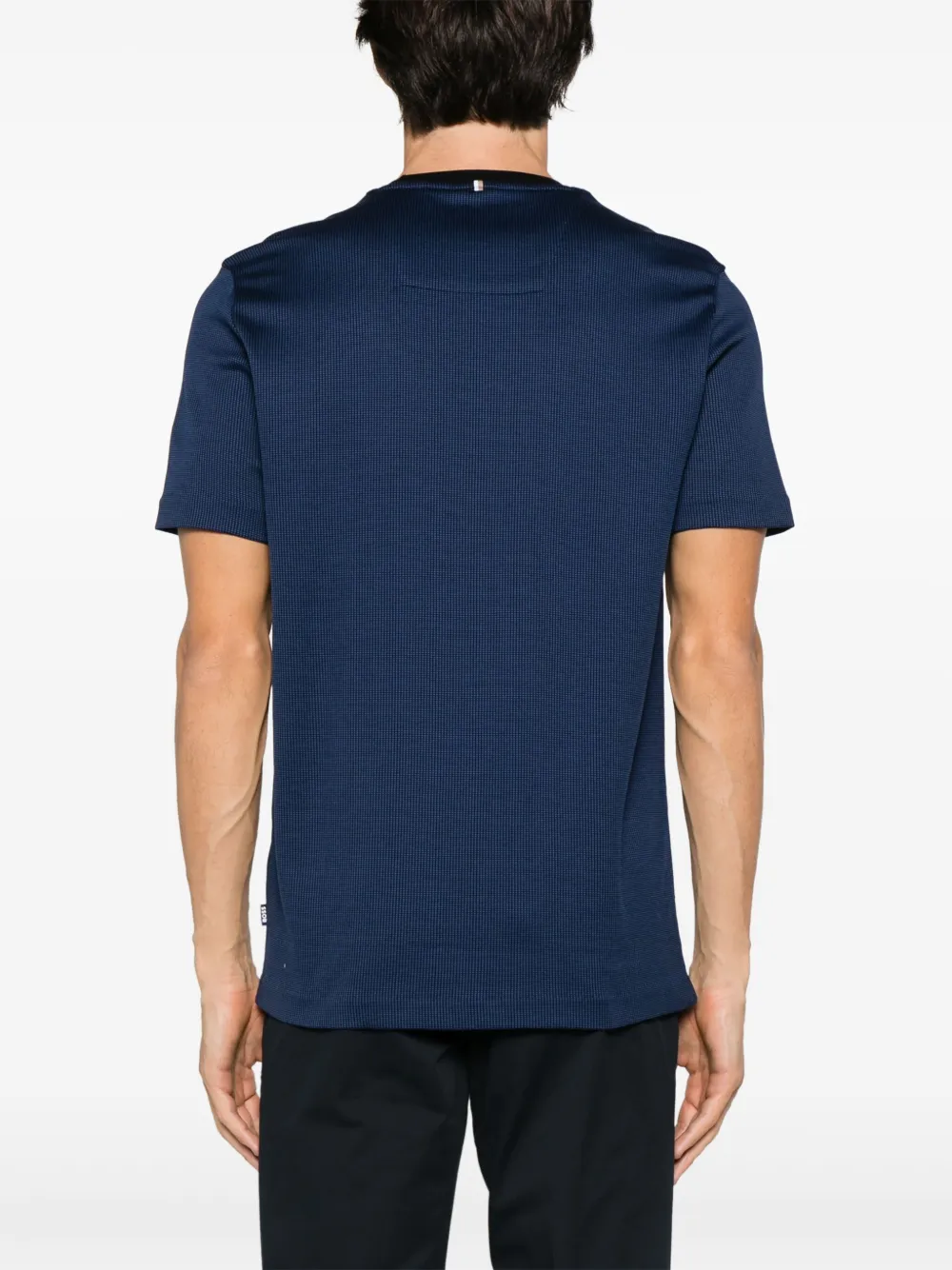 BOSS T-shirt met contrasterende hals Blauw