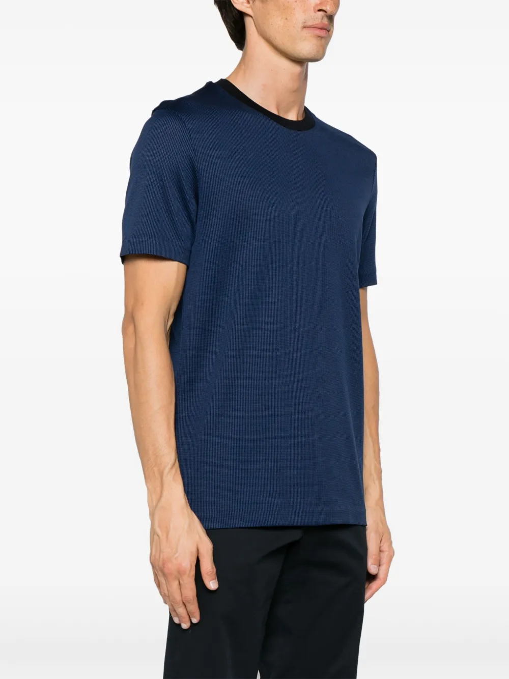 BOSS T-shirt met contrasterende hals Blauw