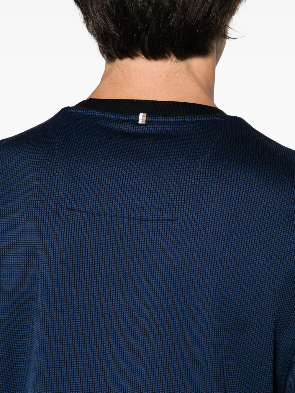 BOSS T-shirt met contrasterende hals Blauw