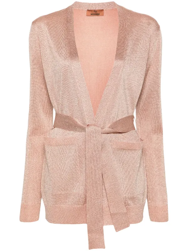 Missoni metallic threading Belted Cardigan Pink FARFETCH BE