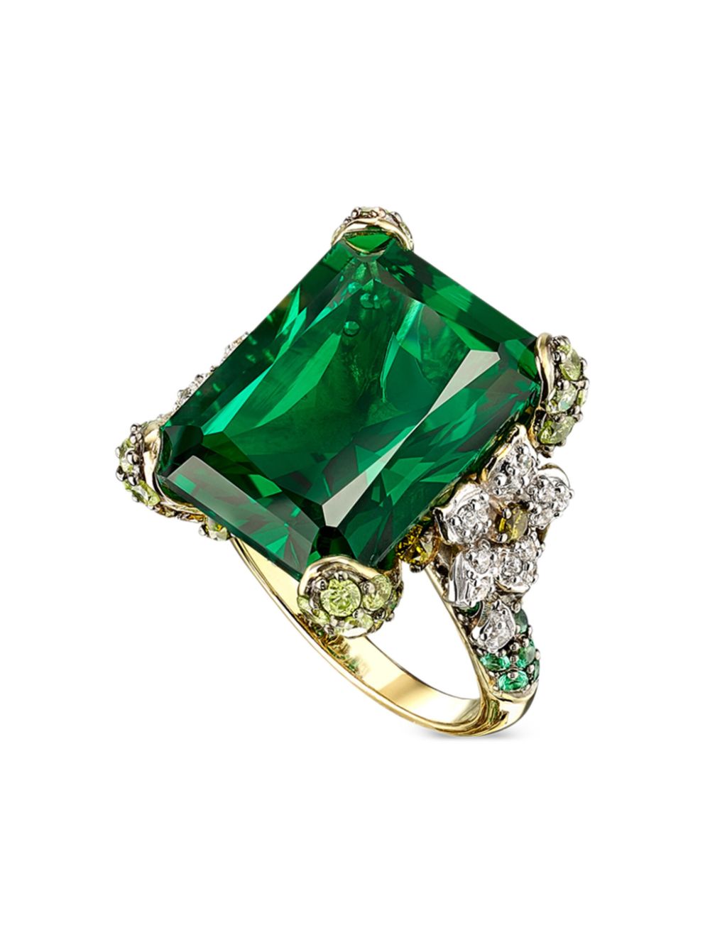 Anabela Chan 18kt gold vermeil Emerald Cinderella gemstone ring - Green