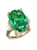 Anabela Chan 18kt yellow gold vermeil Tourmaline Mermaid gemstone and pearl ring - Green