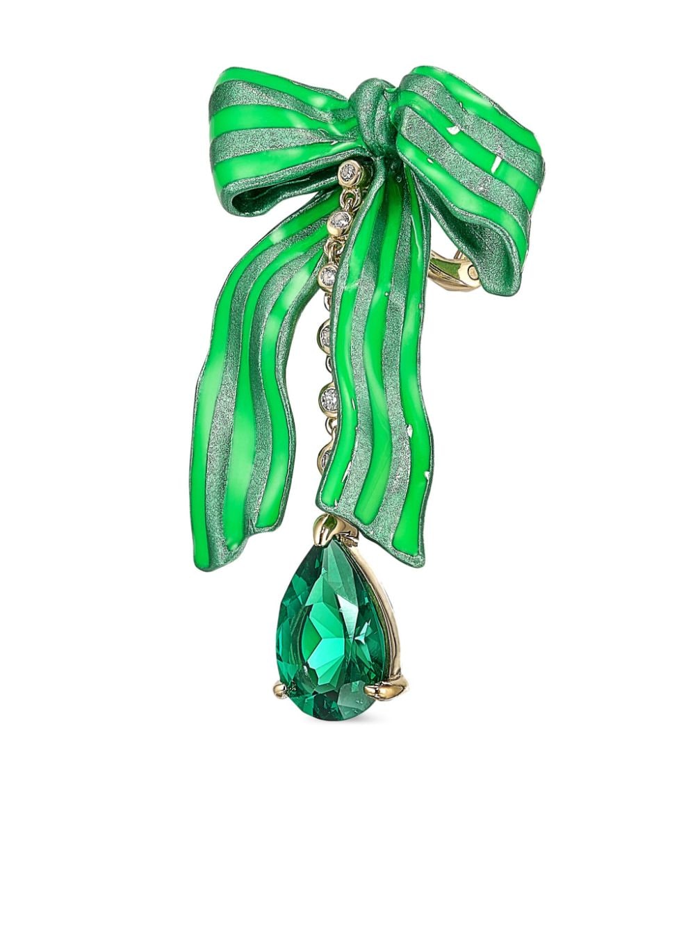 Shop Anabela Chan 18kt White Gold Vermeil Bardot Bow Emerald And Diamond Earrings In Green