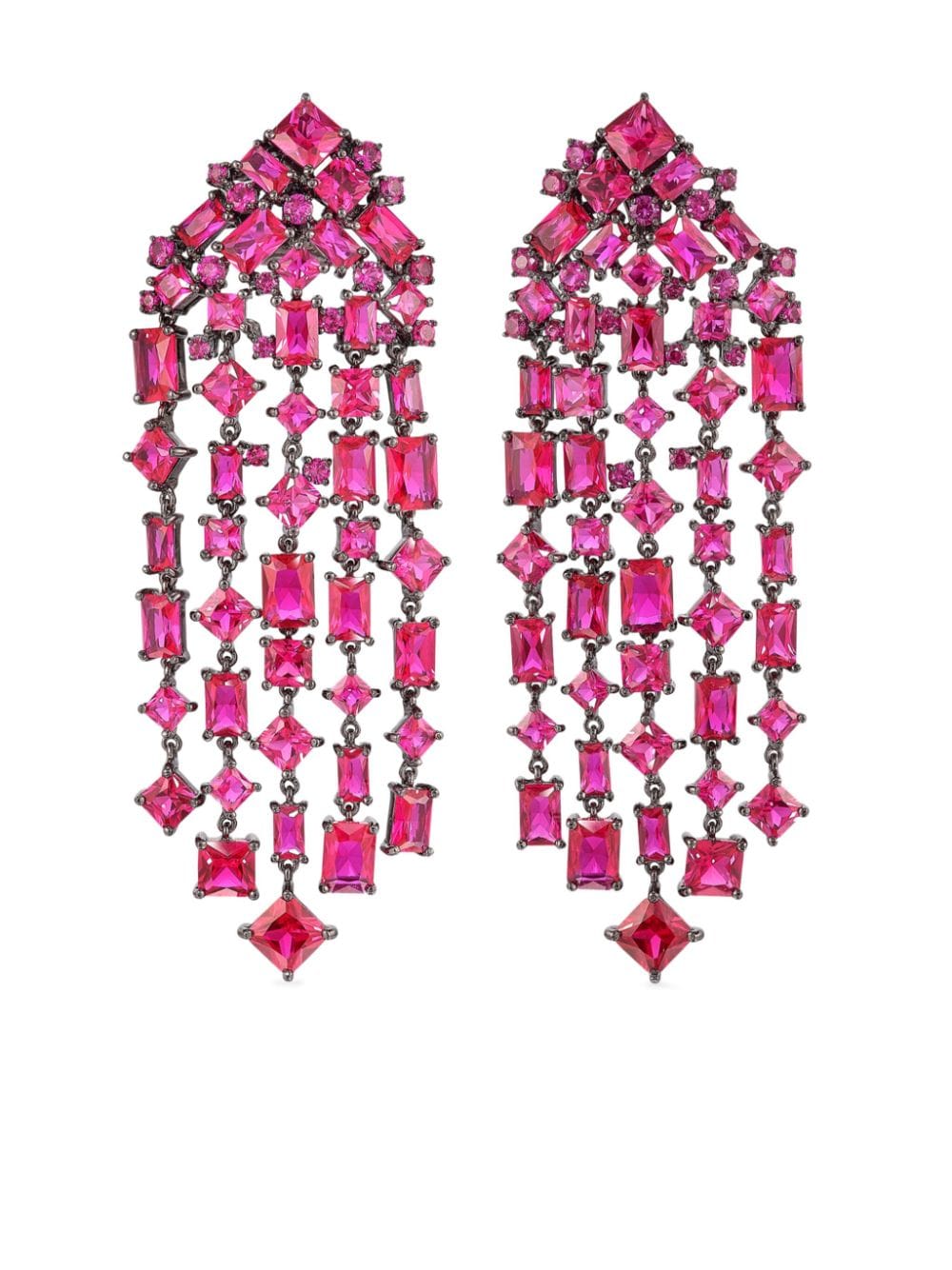 Shop Anabela Chan Rhodium Vermeil Cascade Ruby Drop Earrings In Pink