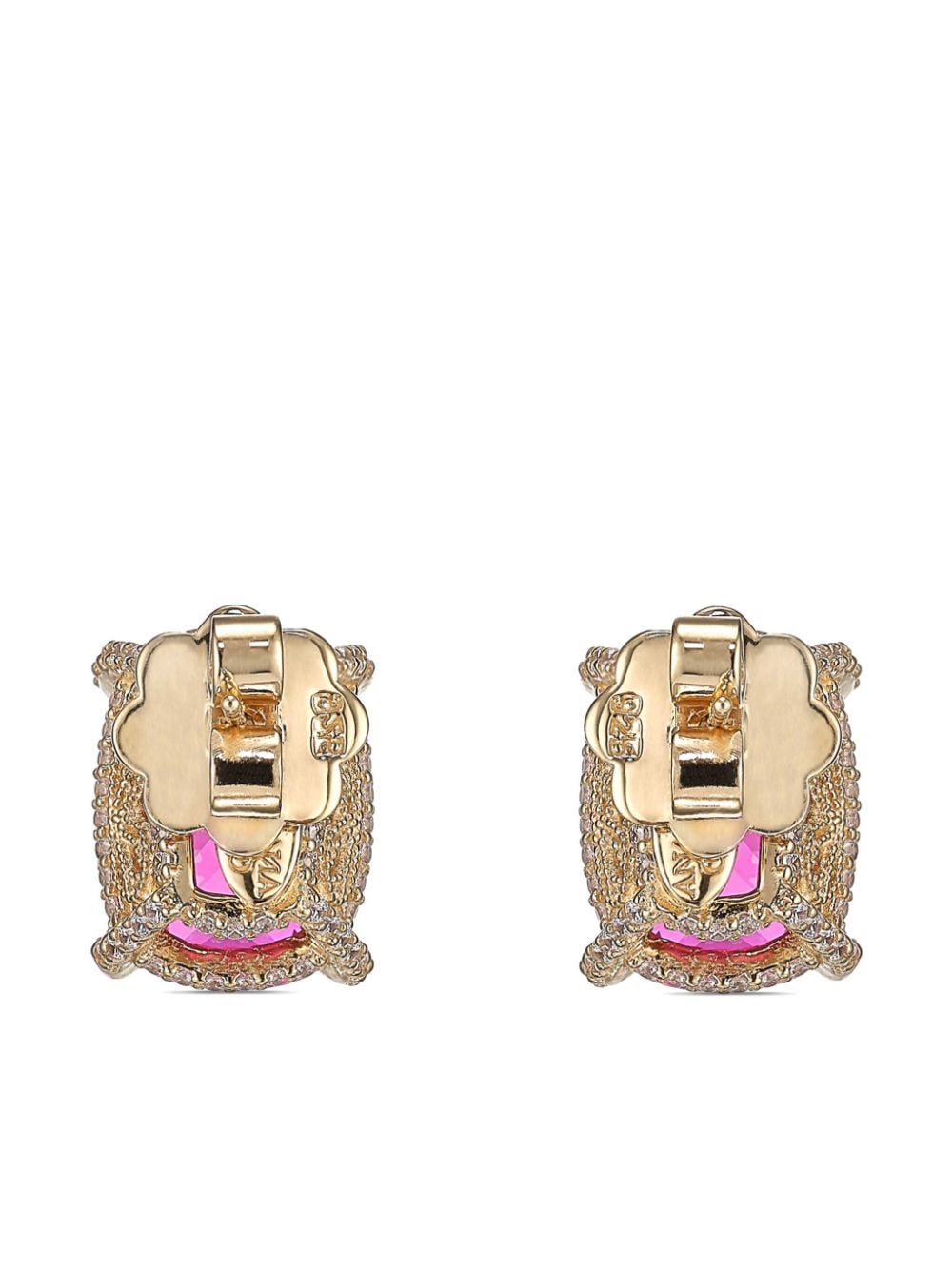 Shop Anabela Chan 18kt Yellow Gold Cushion Wing Sapphire Earrings In Pink