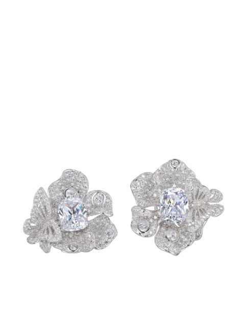 Anabela Chan 18kt white gold Peony diamond cocktail earrings