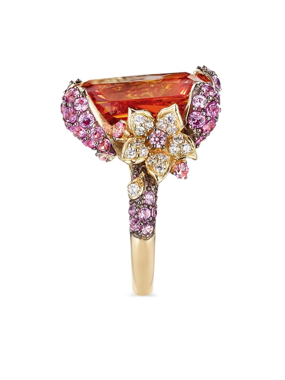 Shop Anabela Chan 18kt White And Yellow Gold Imperial Cinderella Sapphire And Diamond Cocktail Ring In Orange