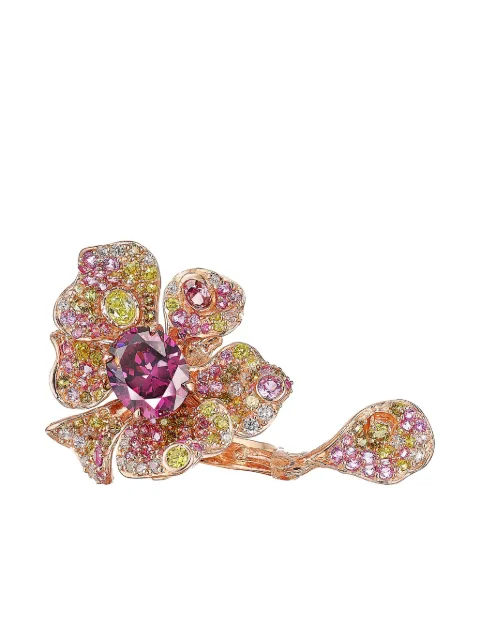 Anabela Chan 18kt rose gold vermeil Tourmaline Peony emerald and diamond ring