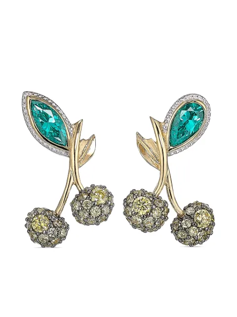 Anabela Chan aretes Cherry en oro amarillo de 18kt con gemas
