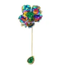 Anabela Chan 18kt yellow gold Bloom emerald pin - Green