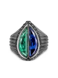 Anabela Chan 18kt black gold Emerald Pear Signet gemstone ring - Blue