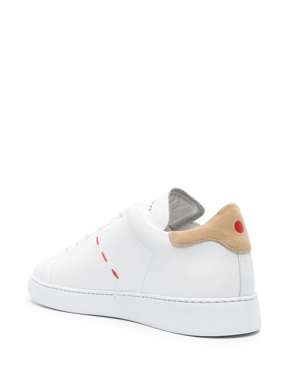 Shop Kiton Contrast-stitching Leather Sneakers In White