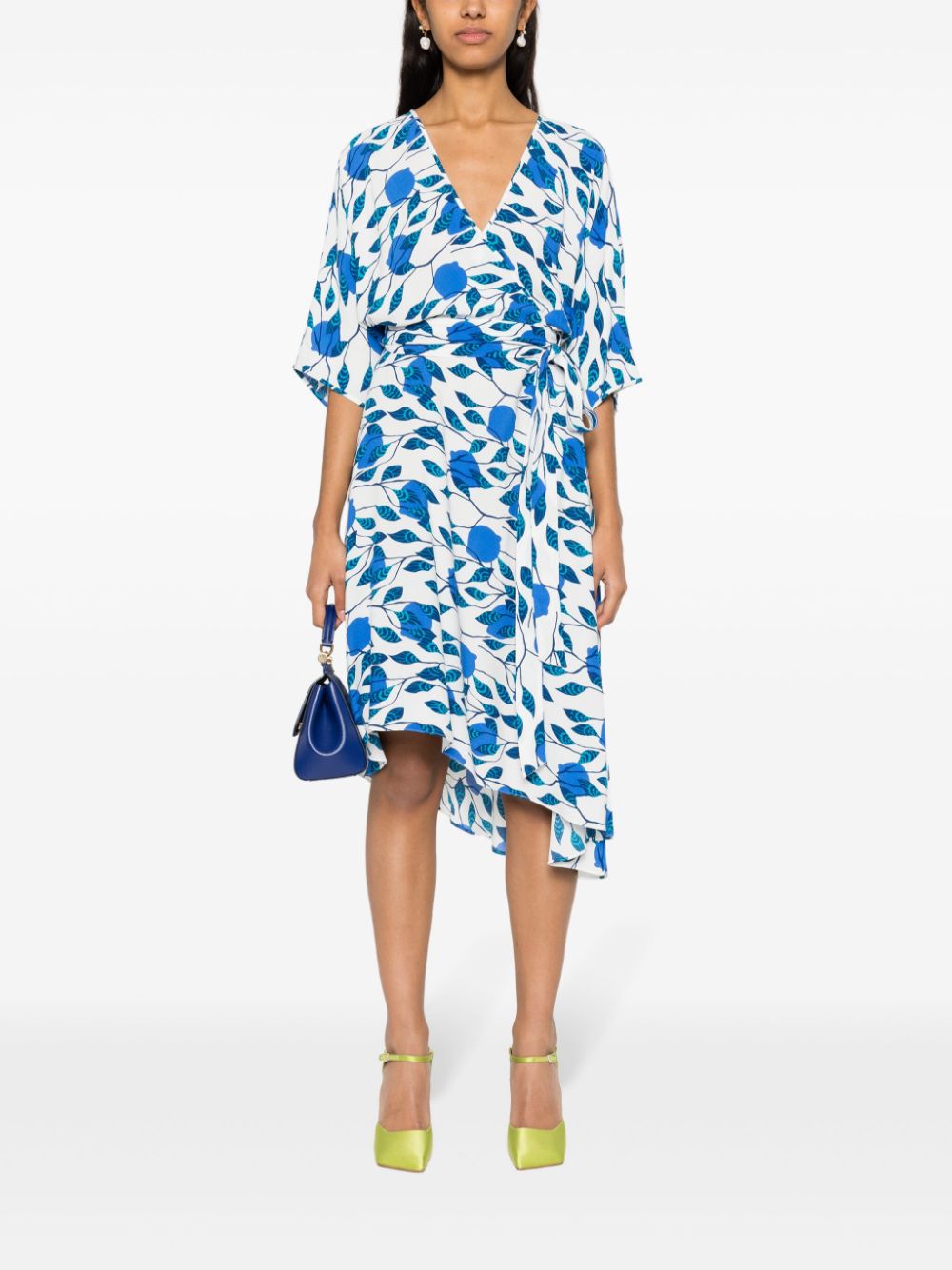 Shop Diane Von Furstenberg Crepe Mini Wrap Dress In Blue