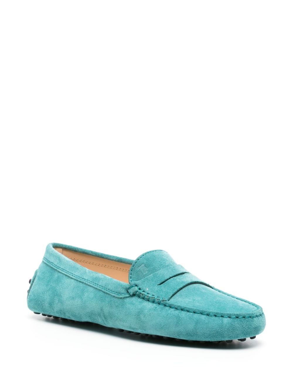 Shop Tod's Suede Penny Loafers In Blue