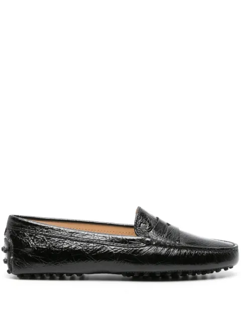 Tod's crinkled-leather penny loafers
