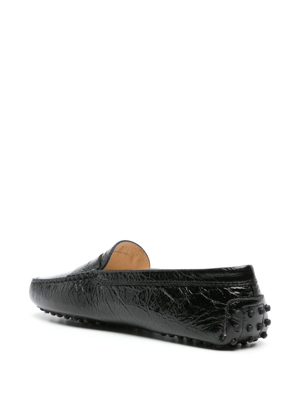 Shop Tod's Crinkled-leather Penny Loafers In Black