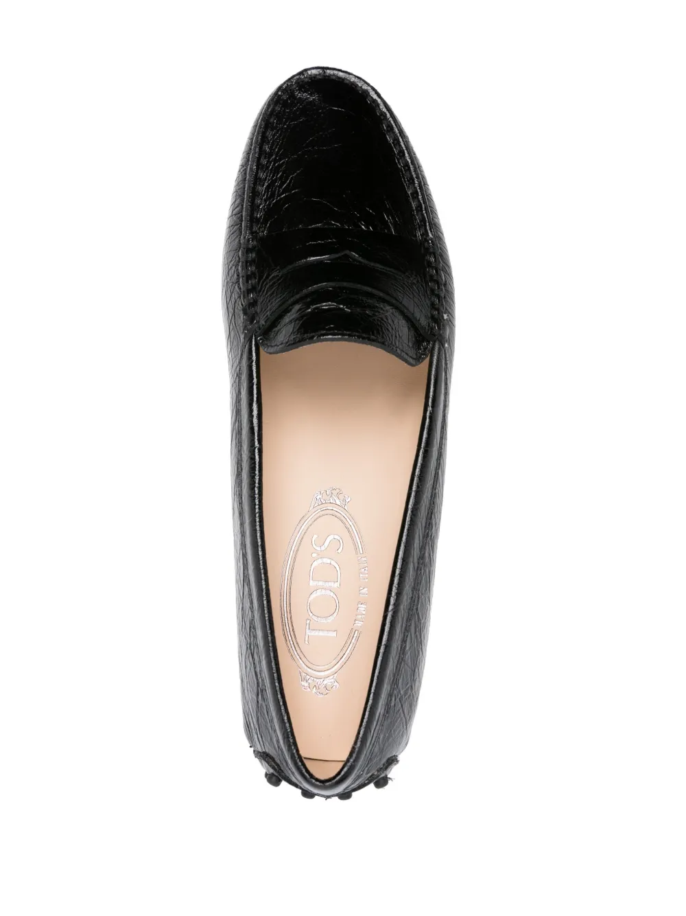 Tod's Crinkled-leather Penny Loafers In Black