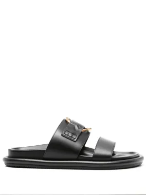 【送料&関税込】Moncler bell Slide Sandals Moncler Bell Leather Slides | Black | FARFETCH