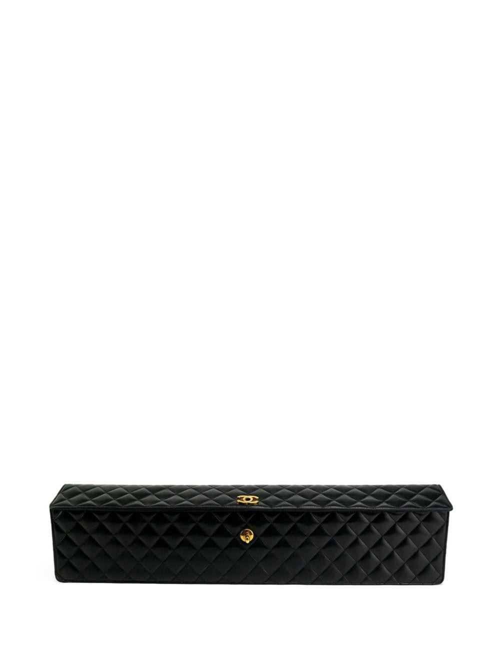 Pre-owned Chanel 1989 Classic Flap Elongated Clutch Bag In Black