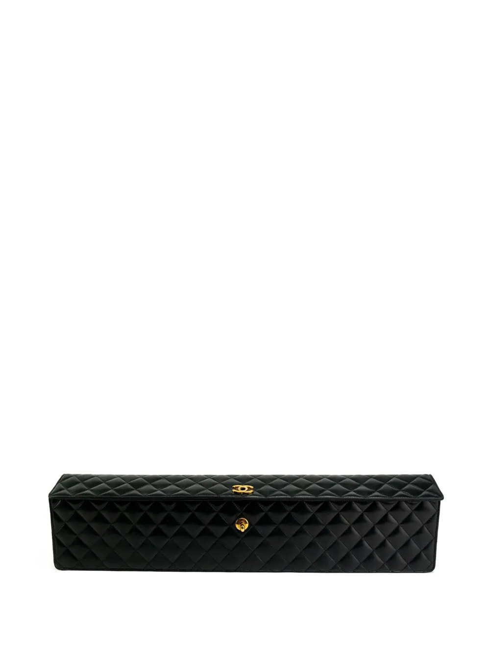 Pre-owned Chanel 1989 Classic Flap Elongated Clutch Bag In Black