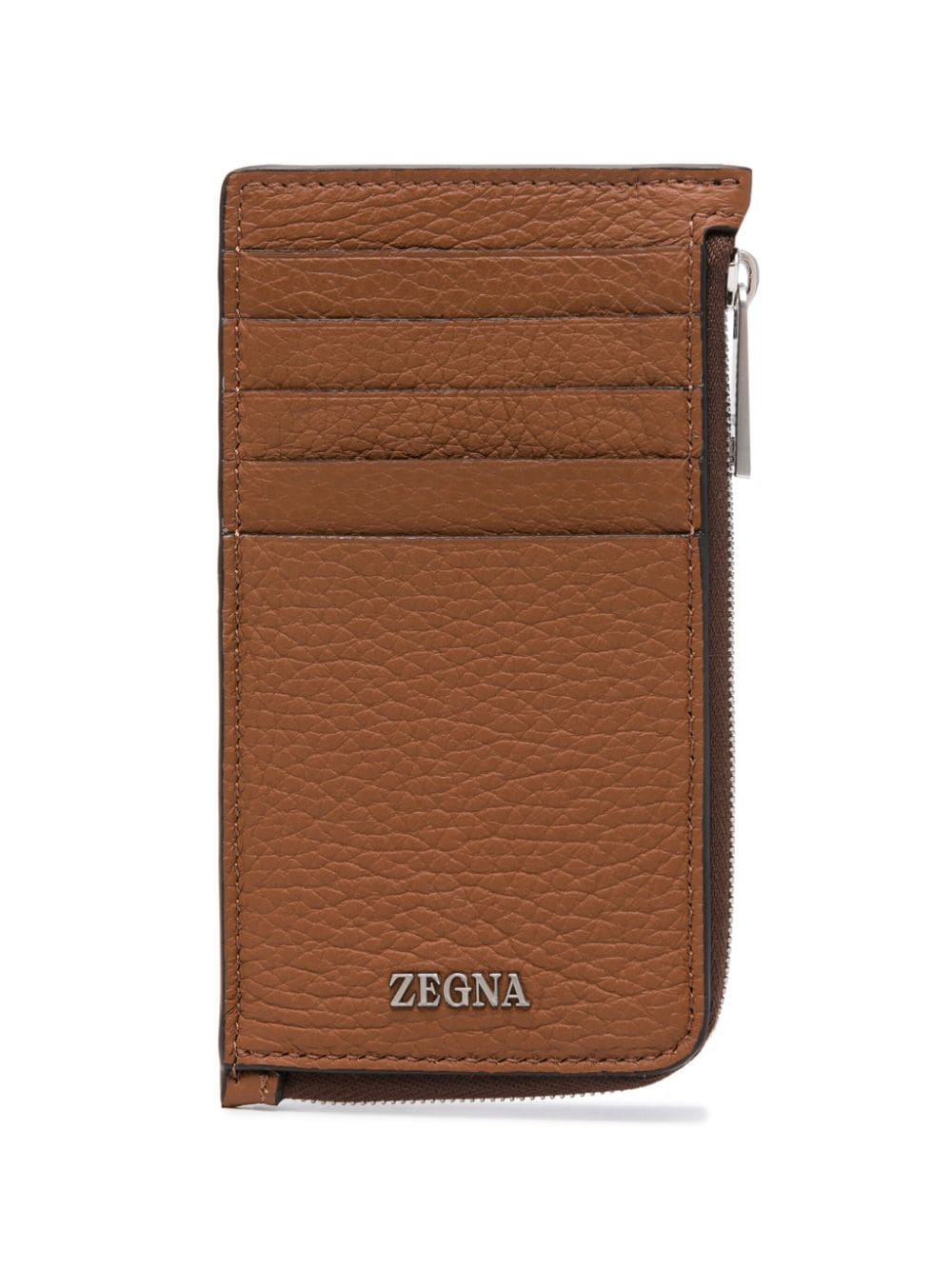 Zegna Logo-plaque Leather Wallet In 褐色
