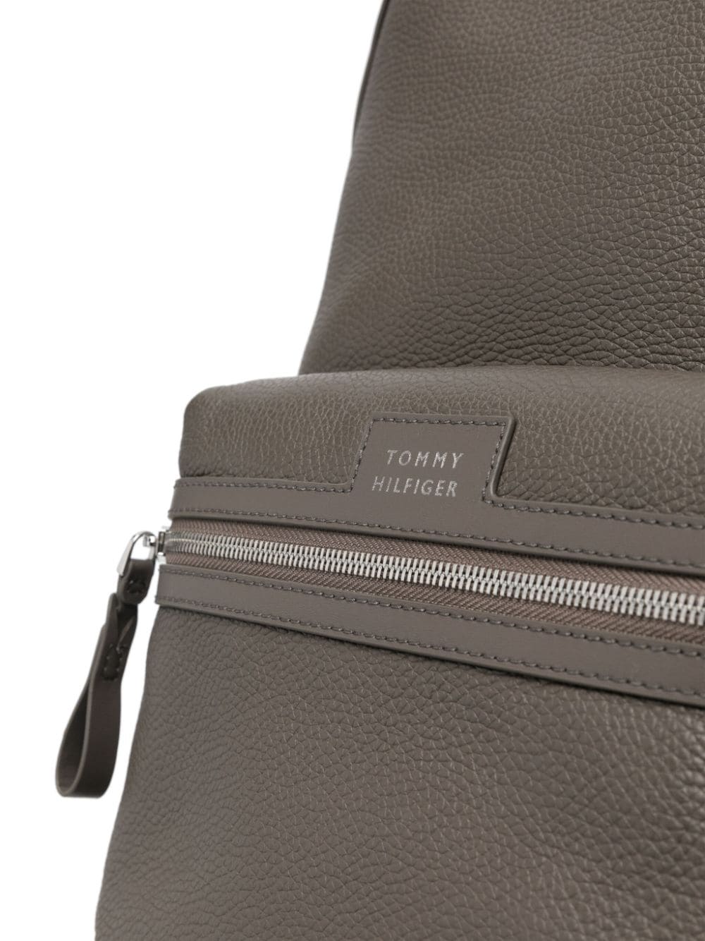 Shop Tommy Hilfiger Premium Leather Backpack In Grey