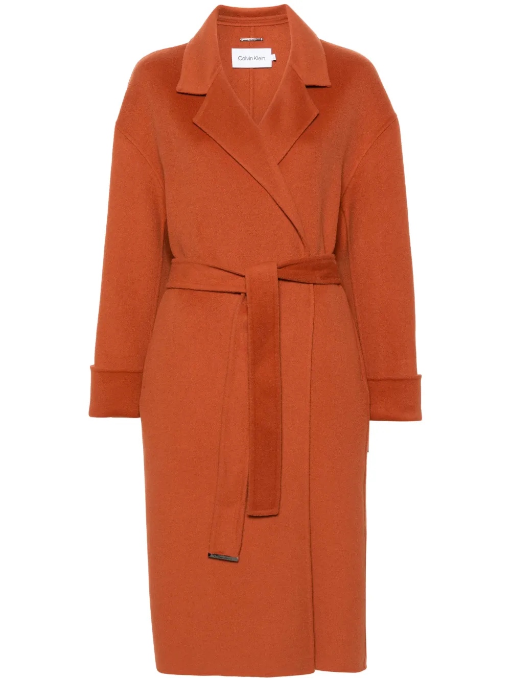 Calvin Klein Wool Belted Midi Coat Orange FARFETCH IL