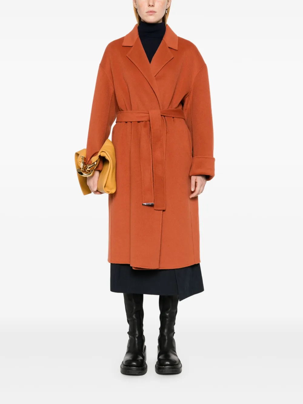 Calvin Klein Jas van scheerwol met ceintuur - Oranje